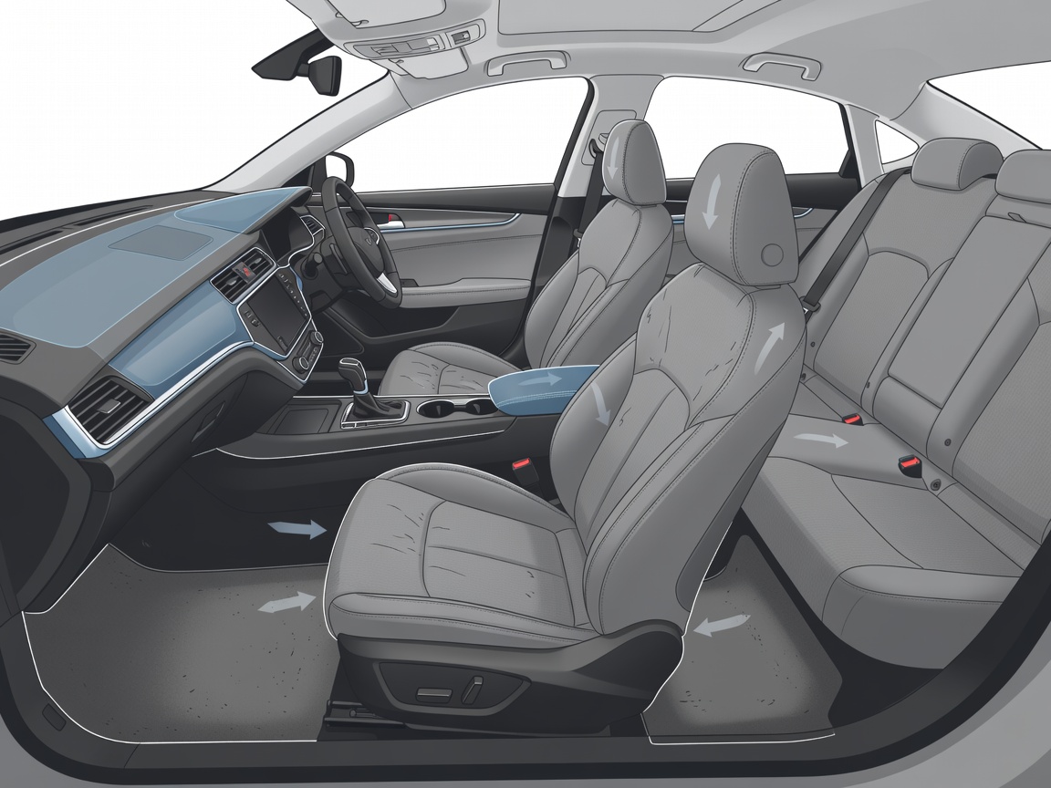 Illustration representing vehicle interior cleaning areas